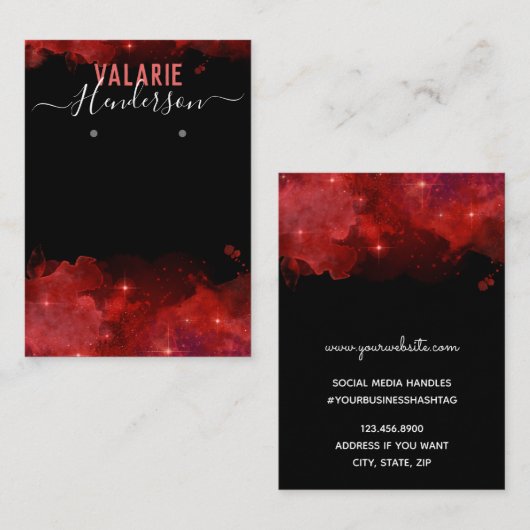 Elegant Red Waterverf Oorspronkelijk beeldscherm Visitekaartje (Voorkant / Achterkant)