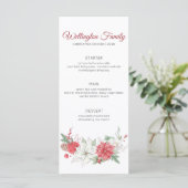 Elegant Red Waterverf Poinsettia Kerstmis Menu (Staand voorkant)