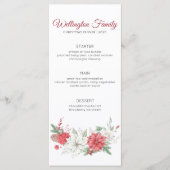 Elegant Red Waterverf Poinsettia Kerstmis Menu (Voorkant)