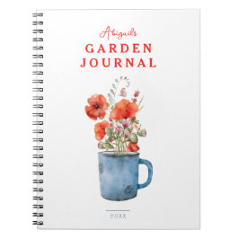 Elegant Red Waterverf Poppiess Garden Journal Notitieboek