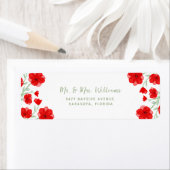 Elegant Red Waterverf Poppy Floral Greenery Etiket (Insitu)