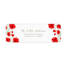 Elegant Red Waterverf Poppy Floral Greenery