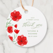Elegant Red Waterverf Poppy Floral Hartelijk dank Bedankjes Labels (Voorkant)