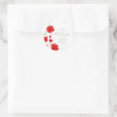 Elegant Red Waterverf Poppy Floral Hartelijk dank Ronde Sticker (Tas)