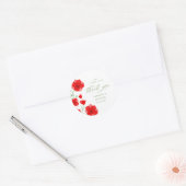 Elegant Red Waterverf Poppy Floral Hartelijk dank Ronde Sticker (Envelop)