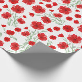 Elegant Red Waterverf Poppy Floral Pattern Cadeaupapier (Hoek)