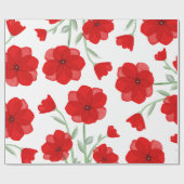 Elegant Red Waterverf Poppy Floral Pattern Cadeaupapier (Vlak)