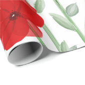 Elegant Red Waterverf Poppy Floral Pattern Cadeaupapier (Rol Hoek)