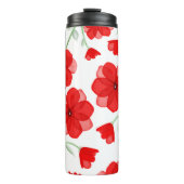 Elegant Red Waterverf Poppy Floral Pattern Thermosbeker (Voorkant)