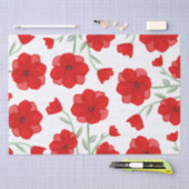 Elegant Red Waterverf Poppy Floral Pattern Tissuepapier (Craft)