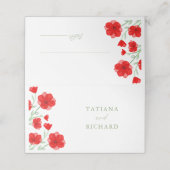 Elegant Red Waterverf Poppy Floral Table Number Plaatskaartje (Buitenkant ongevouwen)
