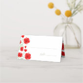 Elegant Red Waterverf Poppy Floral Table Number Plaatskaartje (Achterkant)