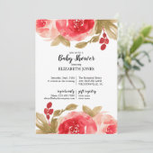 Elegant Red Waterverf Roos Baby shower Kaart (Staand voorkant)
