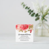 Elegant Red Waterverf Roos Wedding Informatiekaartje (Staand voorkant)