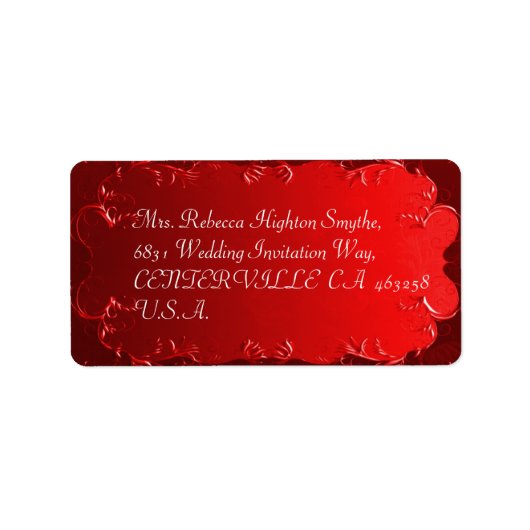 Elegant Red Wedding Adresetiketten Etiket (Voorkant)