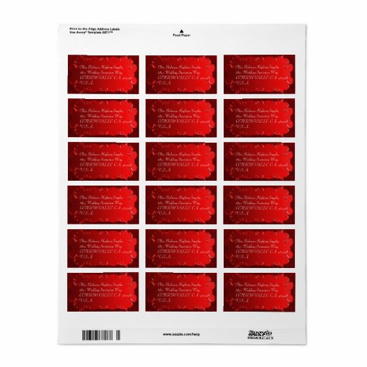 Elegant Red Wedding Adresetiketten Etiket (Full Sheet)