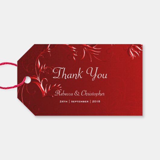 Elegant Red Wedding Bedankt Cadeaulabel (Achterkant Horizontaal)