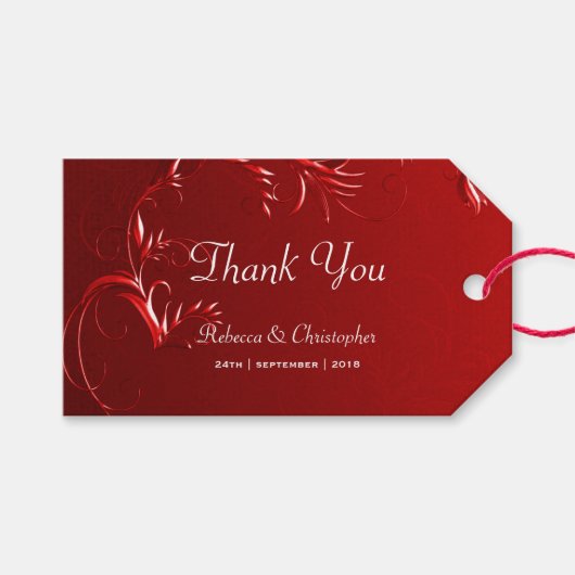 Elegant Red Wedding Bedankt Cadeaulabel (Voorkant (Horizontaal))