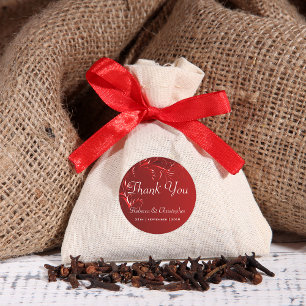 Elegant Red Wedding Bedankt Ronde Sticker