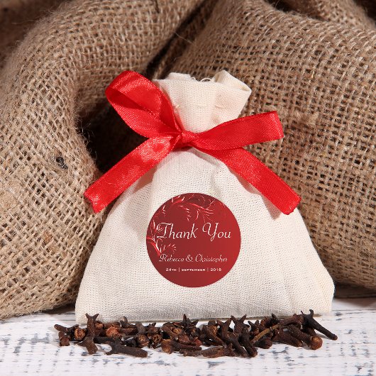 Elegant Red Wedding Bedankt Ronde Sticker