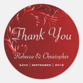 Elegant Red Wedding Bedankt Ronde Sticker (Voorkant)