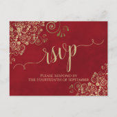 Elegant Red Wedding RSVP Briefkaart (Voorkant)