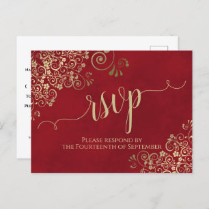 Elegant Red Wedding RSVP Briefkaart