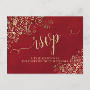 Elegant Red Wedding RSVP Briefkaart