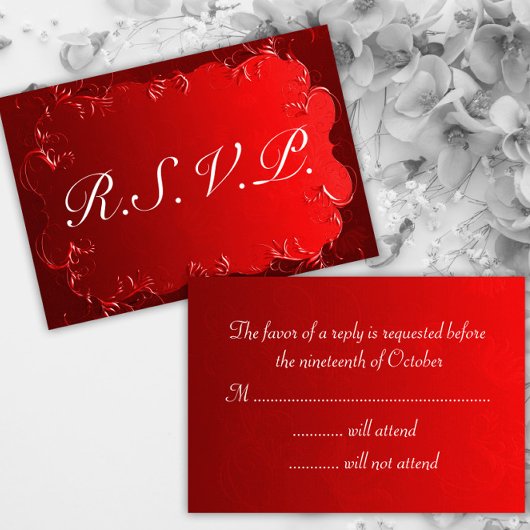 Elegant Red Wedding RSVP Kaartje
