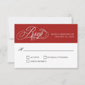Elegant Red Wedding RSVP met Script Flourishes (Voorkant)