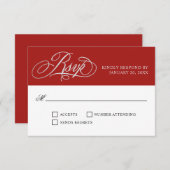 Elegant Red Wedding RSVP met Script Flourishes (Voorkant / Achterkant)