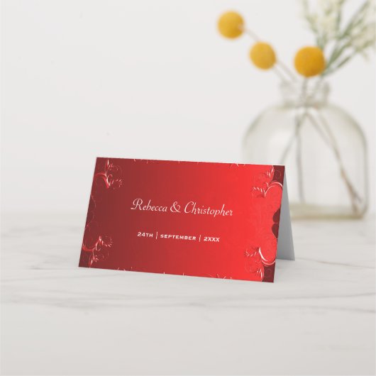 Elegant Red Wedding Table Place Card Plaatskaartje (Achterkant)