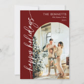 Elegant Red What A Year Happy Holidays Photo Feestdagenkaart (Voorkant)