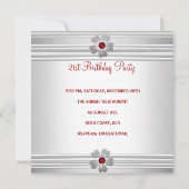 Elegant Red White, 21ste verjaardag bloemen Kaart (Achterkant)