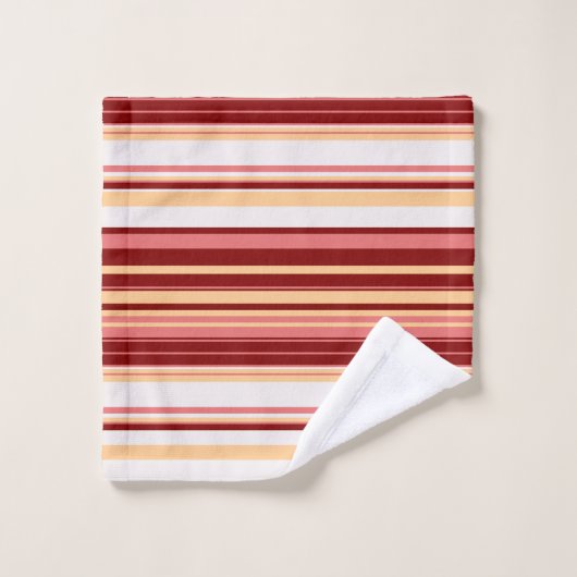 Elegant red white and pink stripes monogram bad handdoek (Wasdoekje)