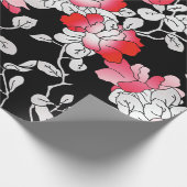 Elegant Red White Black Floral-ontkoppeling Cadeaupapier (Hoek)
