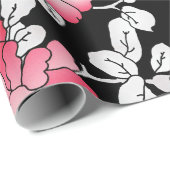 Elegant Red White Black Floral-ontkoppeling Cadeaupapier (Rol Hoek)