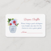 Elegant Red White Blue Baby shower Diaper Raffle Informatiekaartje (Voorkant)