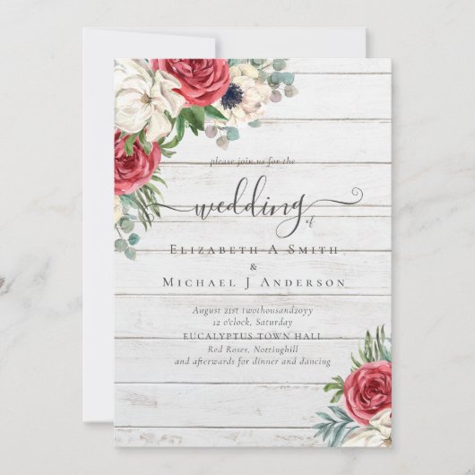 Elegant Red White Blue Floral Wedding Budget (Voorkant)