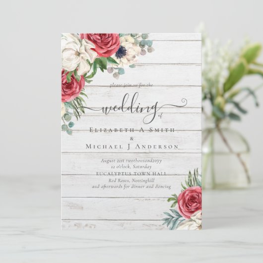 Elegant Red White Blue Floral Wedding Budget (Staand voorkant)
