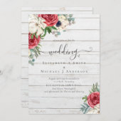 Elegant Red White Blue Floral Wedding Budget (Voorkant / Achterkant)