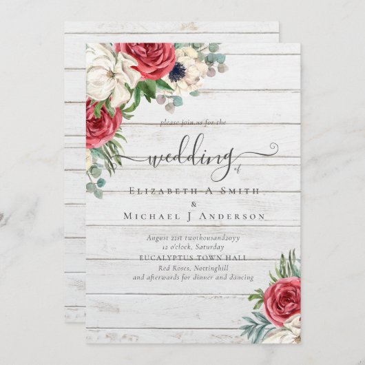 Elegant Red White Blue Floral Wedding Budget (Voorkant / Achterkant)