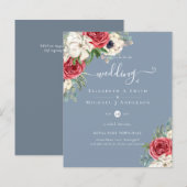 Elegant Red White Blue Floral Wedding Budget (Voorkant / Achterkant)