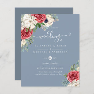Elegant Red White Blue Floral Wedding Budget