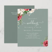 Elegant Red White Blue Floral Wedding Budget (Voorkant / Achterkant)