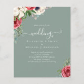 Elegant Red White Blue Floral Wedding Budget (Voorkant)