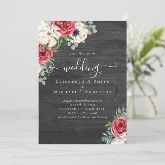 Elegant Red White Blue Floral Wedding Budget (Staand voorkant)