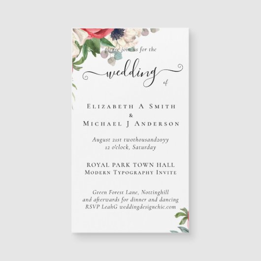 Elegant Red White Blue Floral Wedding Budget (Voorkant)