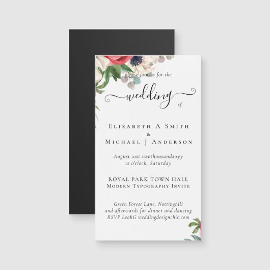 Elegant Red White Blue Floral Wedding Budget (Voorkant / Achterkant)