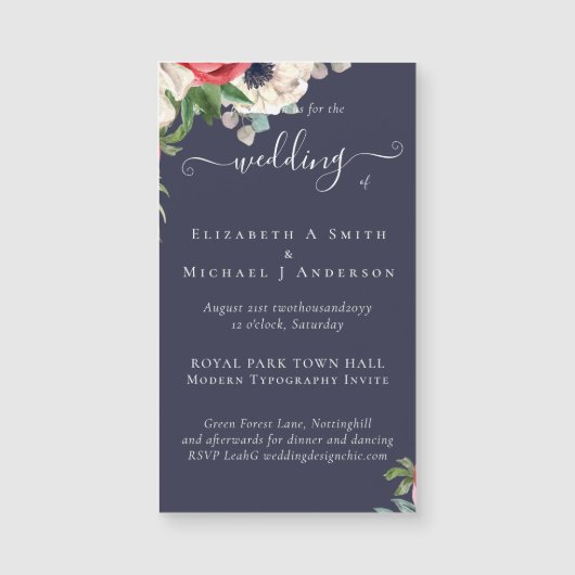 Elegant Red White Blue Floral Wedding Budget (Voorkant)